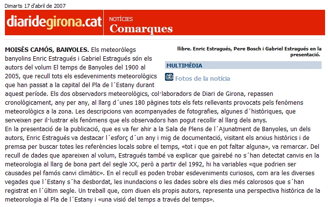 Notícia al Diari de Girona